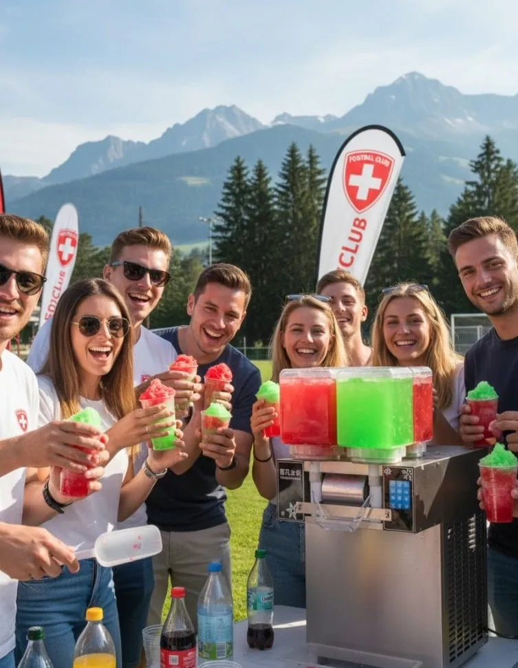 Gäste beim Vereinsfest – Shaved-Ice-Zubereitung